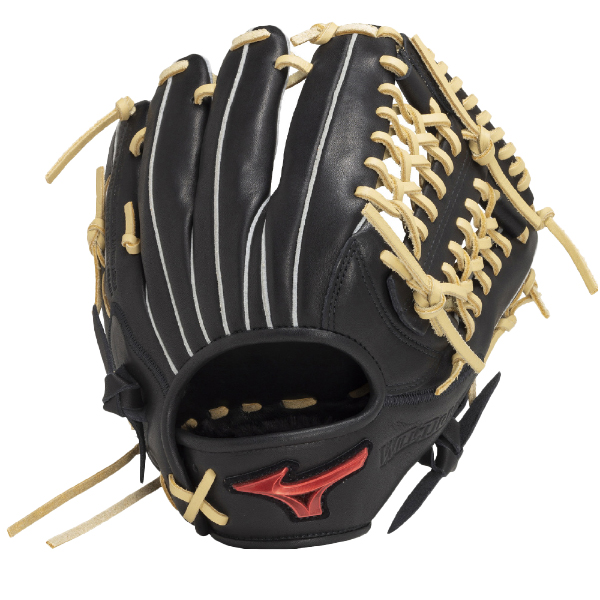 Mizuno 軟式グローブ ブラック/レッド　湯もみ型付け済 MIZUNO（ミズノ） 野球 ミズノ湯もみ型付け済 軟式 グラブ グローブ