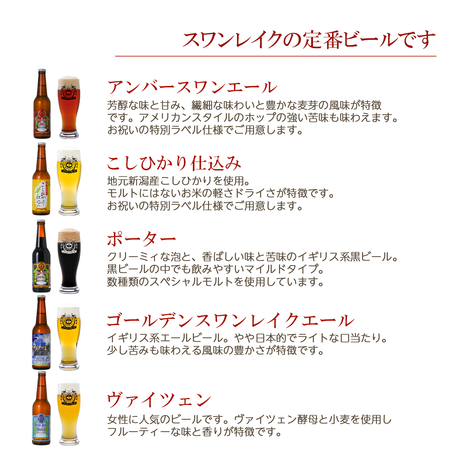 お中元 ギフト 2024 ビール クラフトビール 世界一金賞受賞 スワンレイクビール 飲み比べ ありがとう 6本 330ml 詰め合わせ 地ビール 本州 送料無料 贈り物｜swanlakebeer｜05