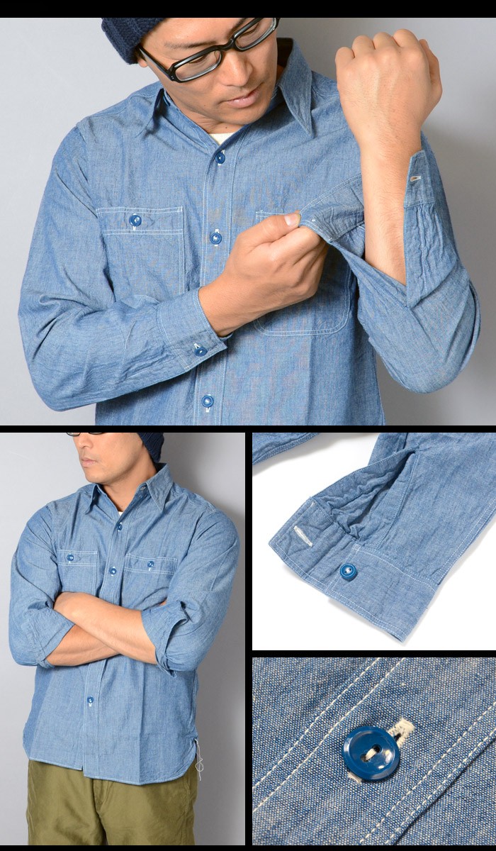 Buzz Rickson's BLUE CHAMBRAY WORK SHIRT ブルー シャンブレー ワーク