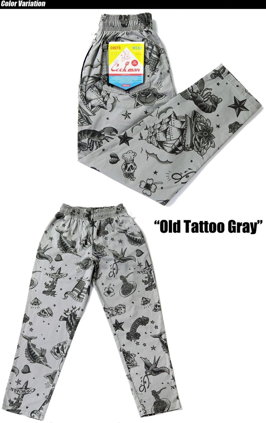 COOKMAN Cookman Chef Pants Old Tattoo シェフパンツ