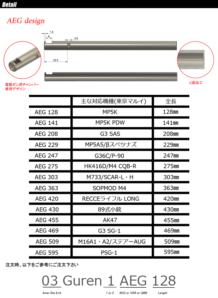 da vinci（ダヴィンチ） 03Guren1 AEP 242 電動ガン インナーバレル