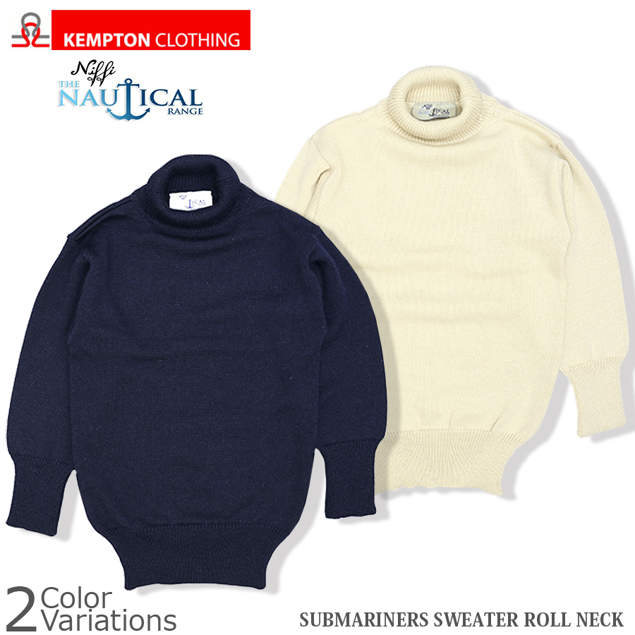  NAVY / サブマリンニット/ウール/IVO KEMPTON(ケンプトン) SUBMARINERS SWEATER ROLL NECK イギリス海軍