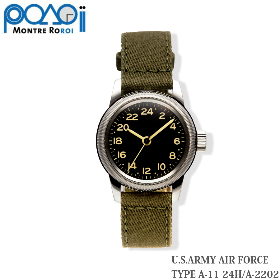 M.R.C. WATCH CO. WW2 REPLICA U.S.ARMY AIR FORCE TYPE A-11 24H パイロットウオッチ  24時間標示 【中田商店】 A-2202 : milg1304999 : ミリタリーショップ SWAT - 通販 - Yahoo!ショッピング