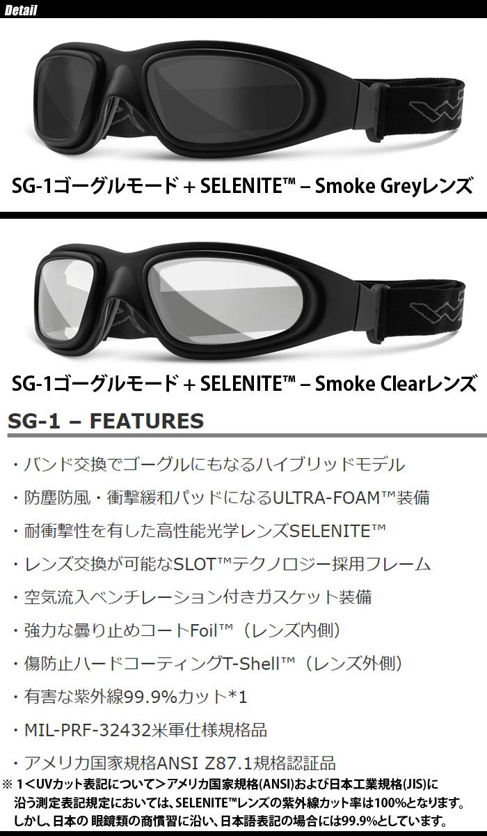 WILEY X（ワイリーエックス） SG-1 ver.J 2LP WXJ-71J-3 : ミリタリー