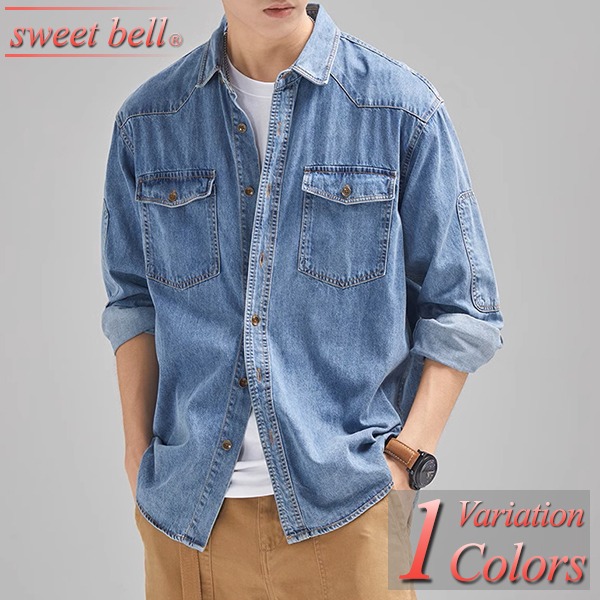 sweet bell デニムシャツ メンズ 長袖 春 秋 冬 ダンガリー
