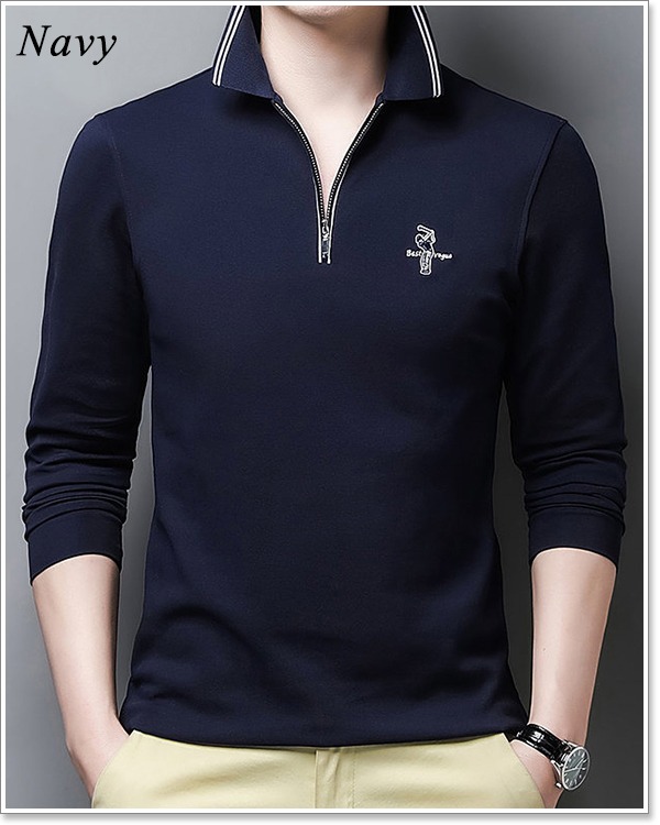1PIU1GUALE3 メンズゴルフシャツ 黒 ハーフジップ 1PIU1UGUALE3 GOLF - 113 GOLF HALF ZIP / 刺繍サークルロゴ