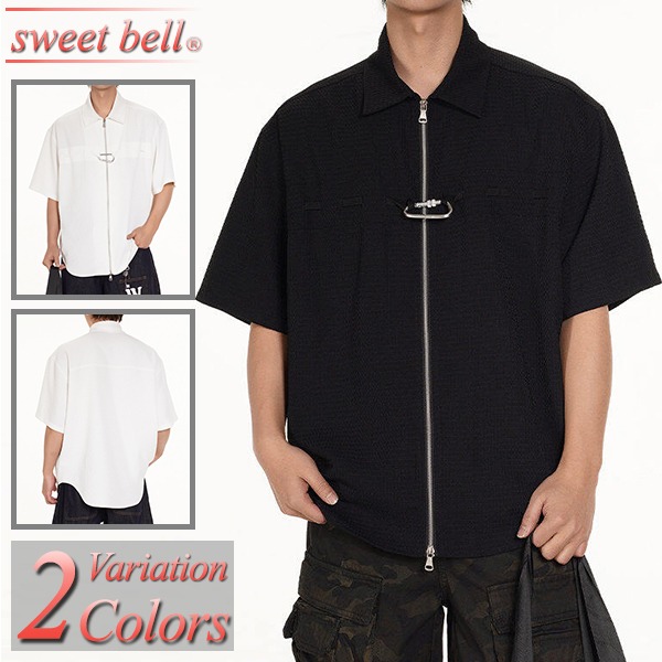 sweet bell シャツ メンズ 半袖 ジップシャツ カジュアルシャツ 春 夏
