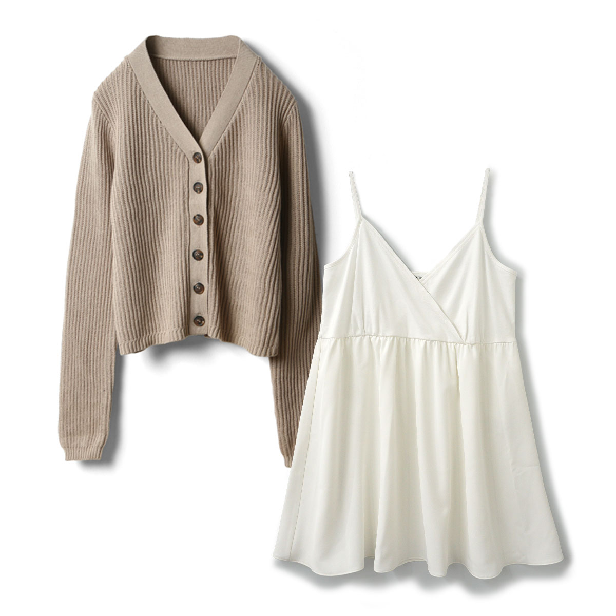 マタニティ服 Vネックニットカーディガン & 授乳対応キャミソールセット ニット オーガニックコットン 授乳服 羽織り Vネック 春 秋 冬 SweetMommy(授乳服&マタニティ) マタニティ服 Vネックニット