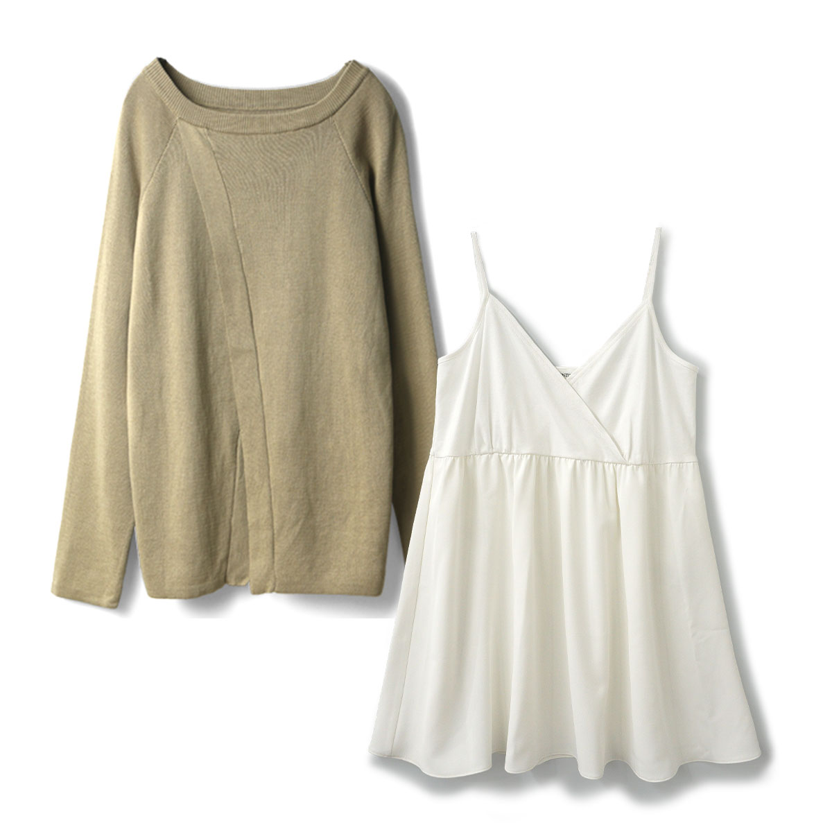マタニティ 服 オーガニックコットン 前後2WAYニット & 授乳対応キャミソールセット 授乳服 春 秋 冬 オーガニックコットン 前後2WAYニット & 授乳対応キャミソール