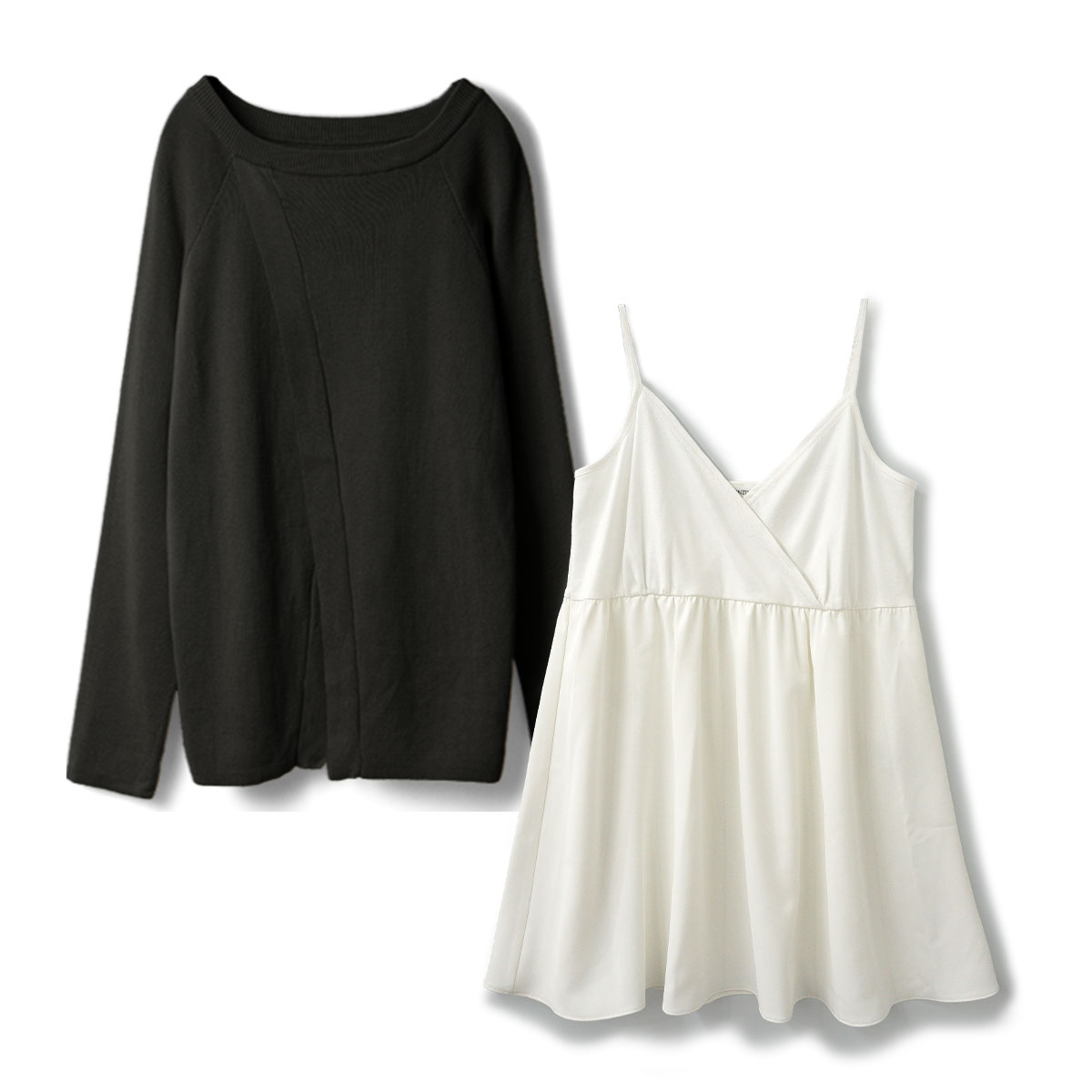 マタニティ 服 オーガニックコットン 前後2WAYニット & 授乳対応キャミソールセット 授乳服 春 秋 冬 SweetMommy(授乳服&マタニティ) マタニティ 服 オーガニック