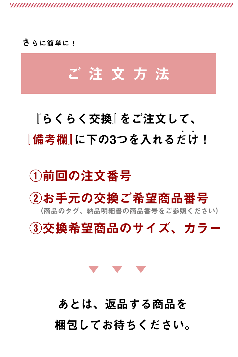 ☆【らくらく交換返送用伝票】カラー・サイズの交換がらくらく 