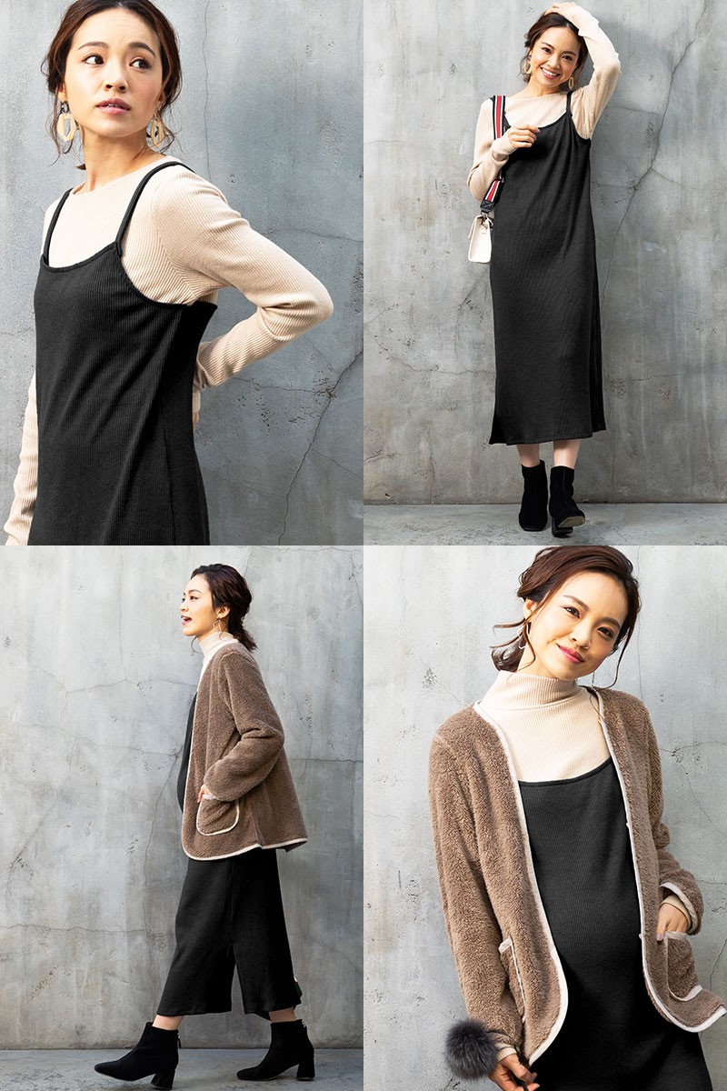 マタニティ 服 秋 冬 授乳服 ワンピース 安い オシャレ キャミワンピ 選べる襟 リブニット 産前産後 ハイネック クルーネック So 授乳服とマタニティ服のsweetmommy 通販 Yahoo ショッピング