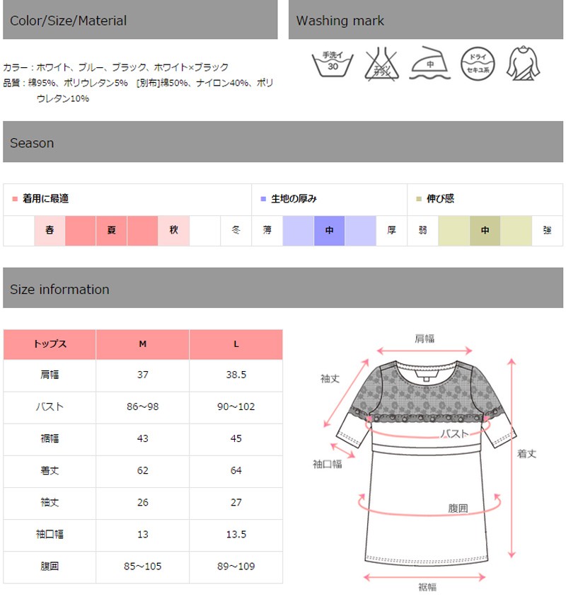 マタニティ 授乳服 トップス レース×ボーダー ハーフスリーブ
