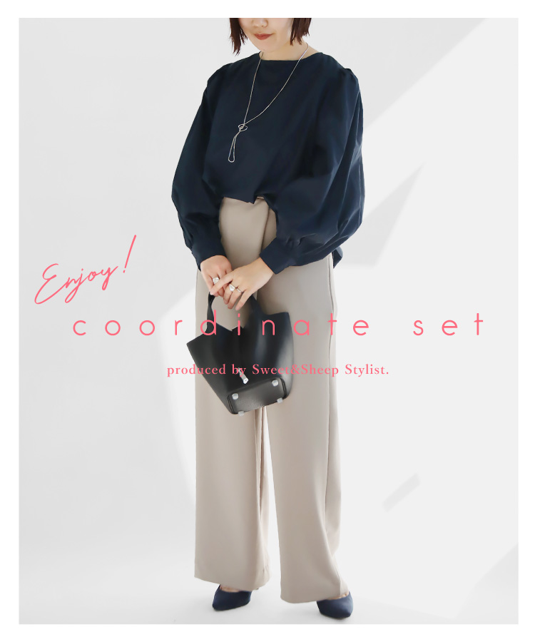 構築袖ボリュームトップス×パンツSET UP ネイビー　0サイズ Mila Owen（ミラオーウェン）の「構築袖ボリュームトップス×パンツ SET