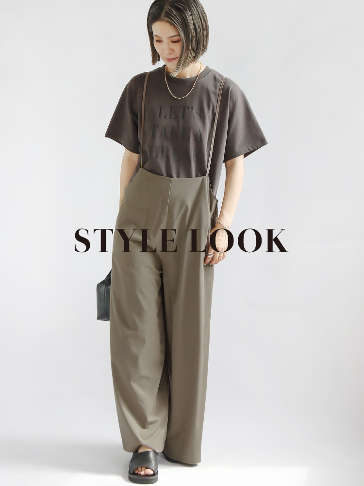 サロペット コーデセット レディース 50代 40代 30代 Tシャツ ロゴ 上下セット お出かけ カジュアル きれいめ 楽ちん ワンピ Sweet&Sheep_14