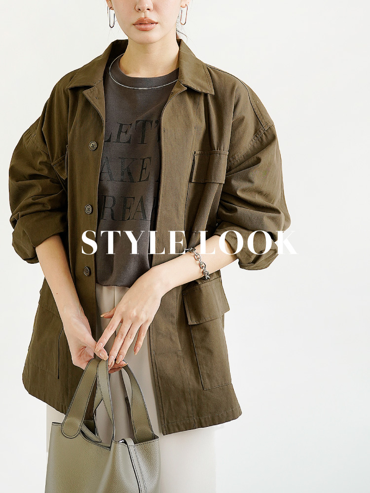 コーデセット Tシャツ ジャケット ミリタリー ヴィンテージ風 アウター
