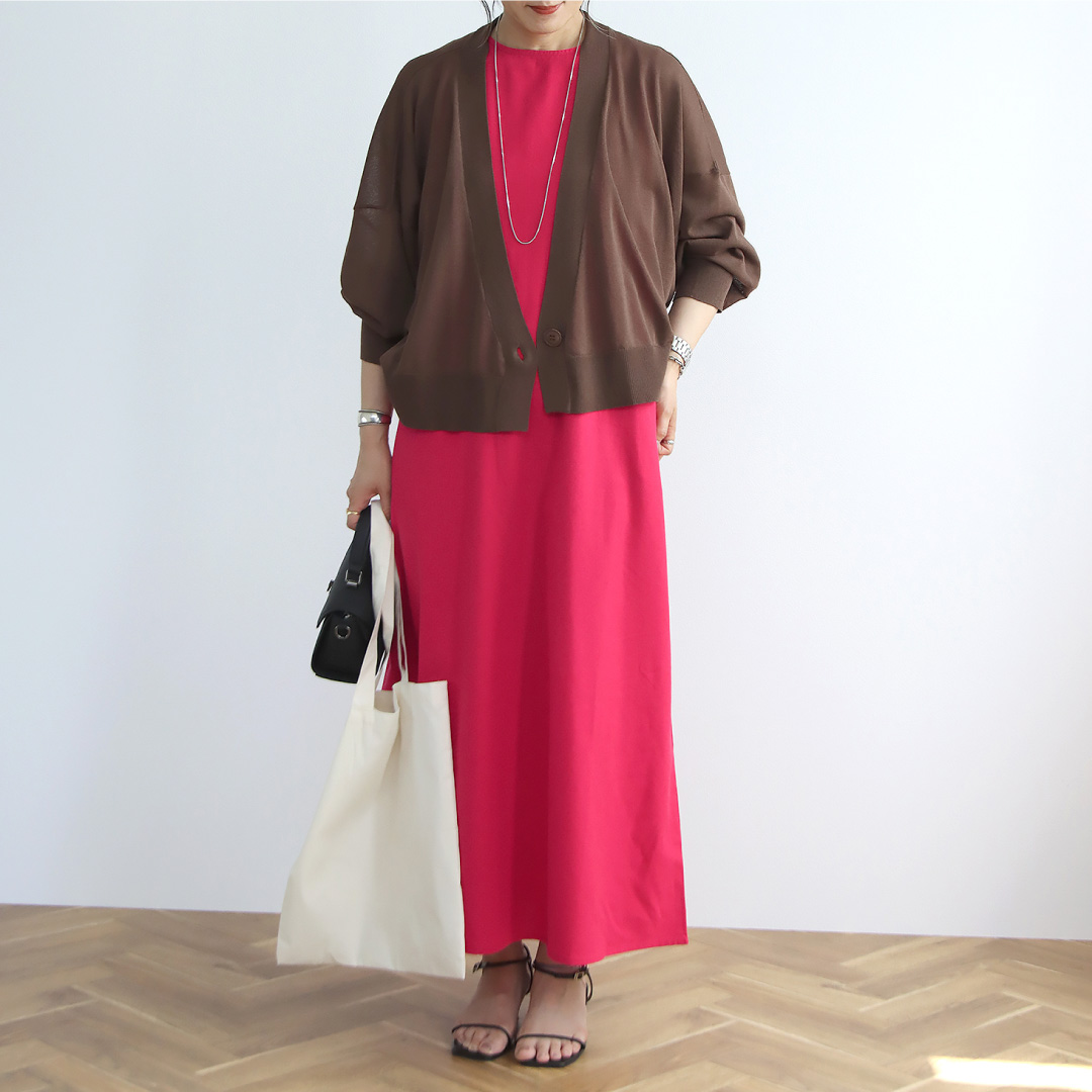 PAULE KA 赤 長袖カーディガン Mとワンピースセット コーディネートセット セットアップ レディース カーディガン