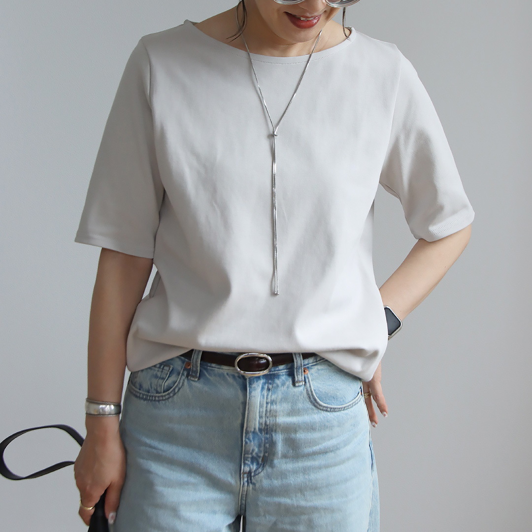 STAUD New Dill Top ホワイト 五分袖 シャツ SOLOTEXブロード5分袖 