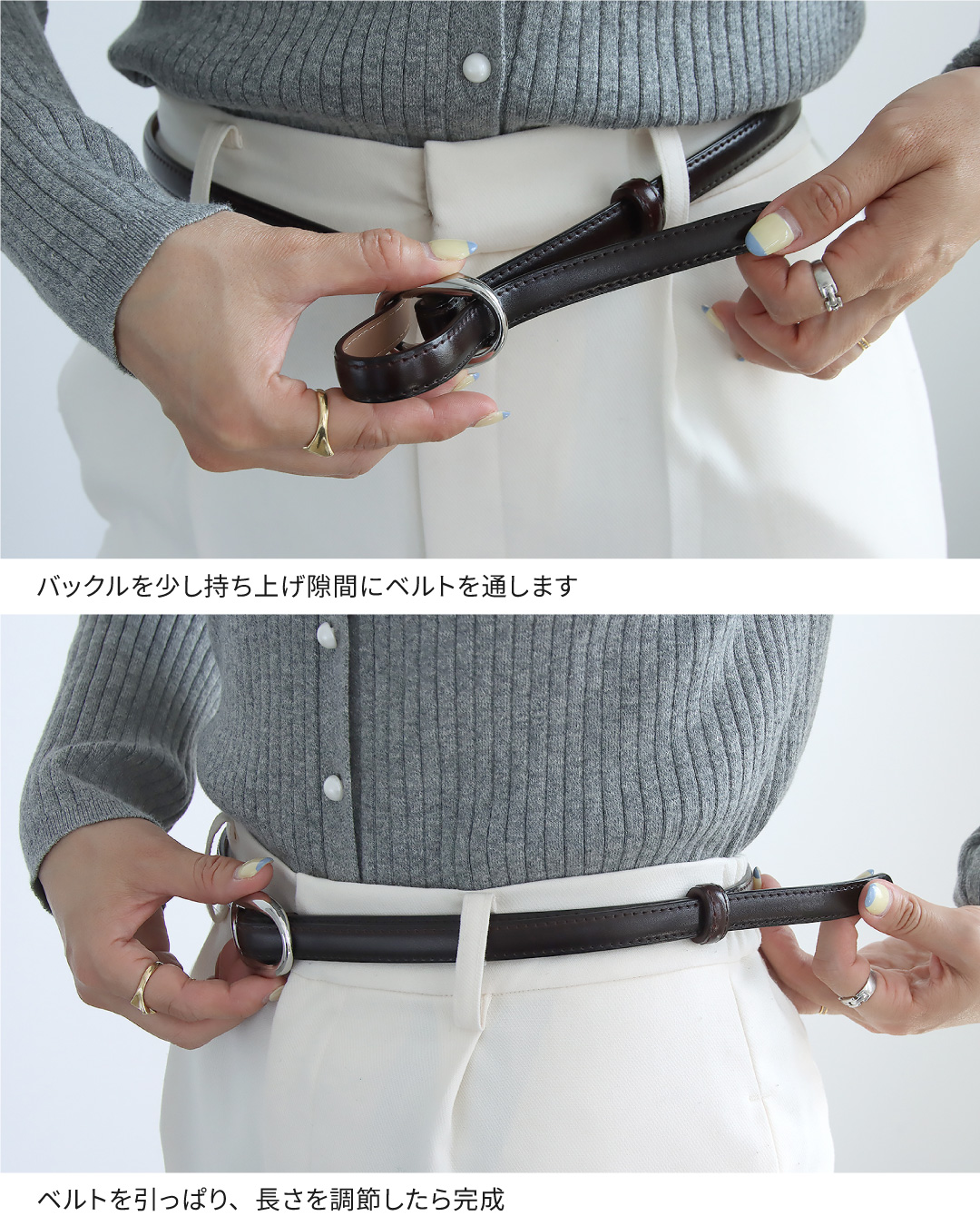 ベルト レディース 本革 穴なし 牛革 レザー ゴールド シルバー 金具