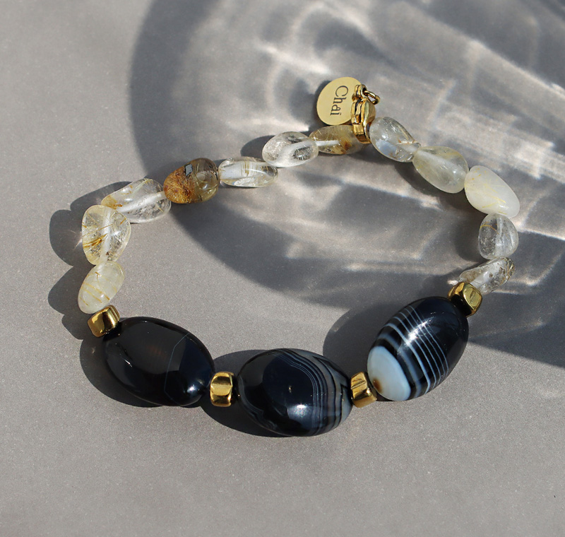 ブレスレット レディース 天然石 ルチルクォーツ クリスマス