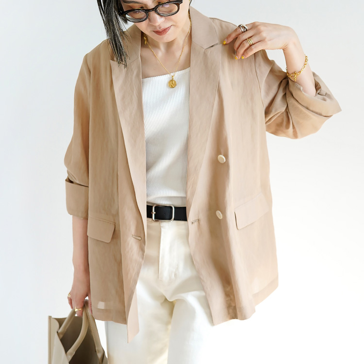 美品　24/SS ストラ　シアーリネンダブルジャケット　麻 ゆったり　軽い 楽天市場】**羽織 体型カバー リネン【セットアップ対応 たてじ