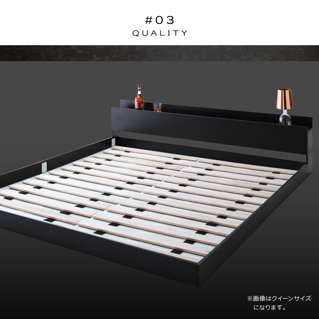 【値下げ・名盤】 棚・コンセント付きフロアベッド スタンダードポケットコイルマットレス付き セミダブル 【YWU6202555025】(22677円)