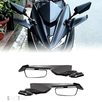 互換品 ヤマハ FORCE 1.0用リアビューミラー付き汎用 バイク調整可能サイドウィングスポイラーフェアリング_1