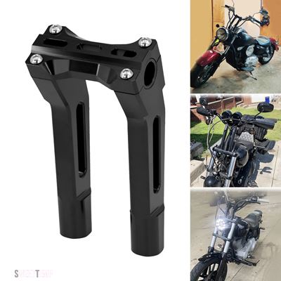 互換品 ハーレー ダビッドソン ブラック10"ハンドルライザー クランプ付きプルバック式 スポーツスターXL883ツーリングロードグライドロードキングダイ