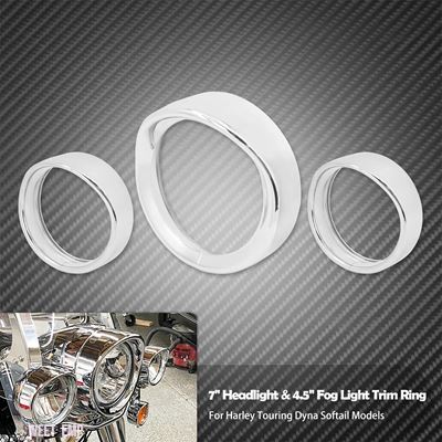 互換品 ヘッドライトトリムリング フォグランプカバー ツーリング ハーレー ダビッドソン 7\" バイザースタイル 4.5\"" ロードキング エレクトラグ"_1