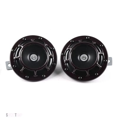 互換品 バイク パーツ 2個 12V 115dB ヘラ社製 超大音量コンパクト電動ブラストトーンエアホーンキット オートバイ用 車用 赤/黒_1