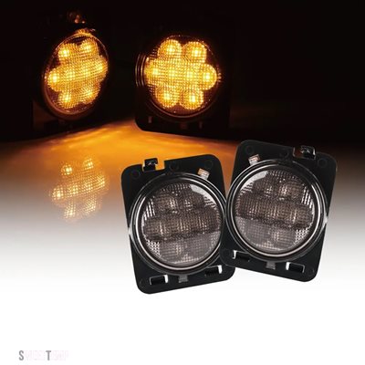 互換品 ラングラーJK用フロントLEDターンシグナルライトアセンブリ（アンバー ジープ 2007年〜2017年型_1