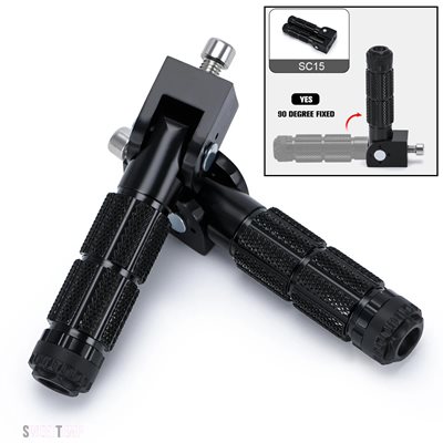 互換品 バイク パーツ 2個入り M8 ユニバーサル オートバイ モーターバイク用折りたたみ式フットレスト フットペグ フットレスト ペグ リアペダルセット_2