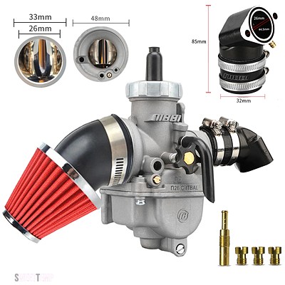 互換品 NIBBI PE24/26 MMキャブレターキット 125CC-200CC GY6 エンジンインテークマニホールド 48 MMエアフィルターフィットホンダ ヤマハスクーター AT_7
