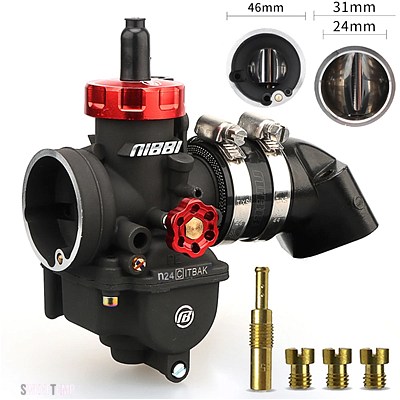 互換品 NIBBI PE24/26 MMキャブレターキット 125CC-200CC GY6 エンジンインテークマニホールド 48 MMエアフィルターフィットホンダ ヤマハスクーター AT_2