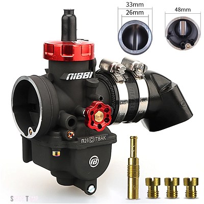 互換品 NIBBI PE24/26 MMキャブレターキット 125CC-200CC GY6 エンジンインテークマニホールド 48 MMエアフィルターフィットホンダ ヤマハスクーター AT_4