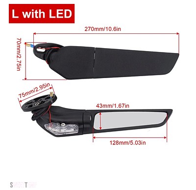 ブランド登録なし - 取り替えっこ品 舞台の袖バックミラー LED 回転させる高視認性鏡鑑カワサキ ニンジャ 250 300 400 650 H2 H4