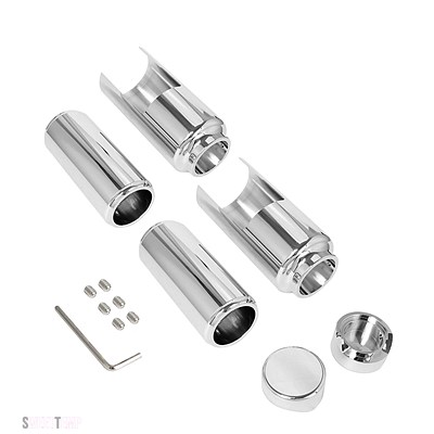 互換品 ブラック/フロントアッパーロワーフォークカバーチューブキャップセットアルミハーレー ソフテイルFXBR/Sブレイクアウト107 114 2018-2022_1