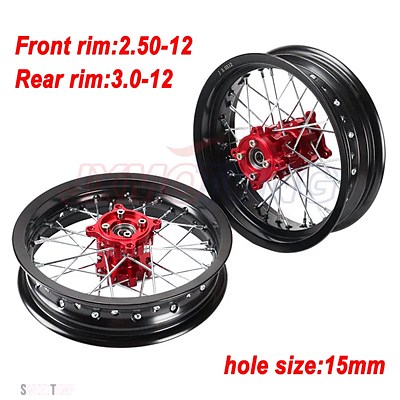 互換品 ピットバイクリム 15MM 穴 2.50-12 " KTM CRF ダートバイク用 CNC ハブ付き 3.00X12 "前後ホイール