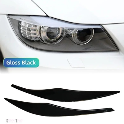 互換品 BMW 2 個 ABS グロスヘッドライトアイブロウまぶた 3 シリーズ E90 E91 2005 2006 2007 2008 2009 2010 2011 セダン/ツーリングチューニング_1