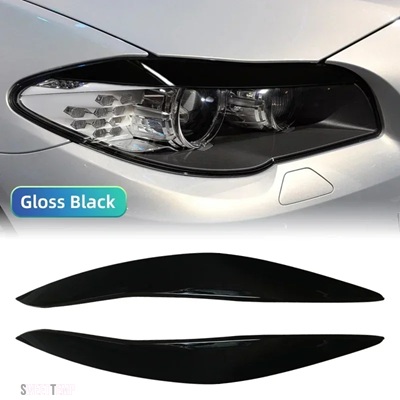 互換品 BMW 5 シリーズ F10 F11 初期 2011-2014 光沢黒フロントヘッドライトカバーガーニッシュストリップアイブロウカバートリムステッカー_1
