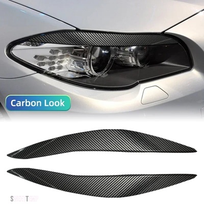 互換品 BMW 5 シリーズ F10 F11 初期 2011-2014 光沢黒フロントヘッドライトカバーガーニッシュストリップアイブロウカバートリムステッカー_2