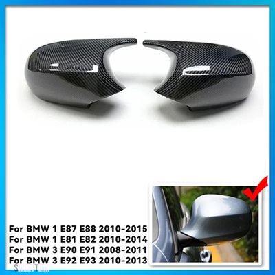 BMW カーボンパターンブラックサイドミラーカバーキャップ交換 E90 E91 2005-2011 E92 E93 2006-2013 E81 E82 E88 E87 E88_画像4
