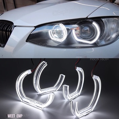 互換品 BMW 3 シリーズ E90 E92 E93 M3 2007-2013 クーペカブリオレ LED エンジェルアイズリング DRL アクリル DTM スタイルヘッドライトアクセサリー_1