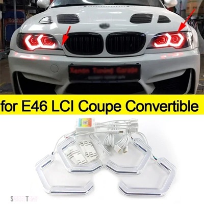 互換品 BMW RGB M4 スタイルアプリ制御 LED エンジェルアイズリングランプランニングライト DRL E46 クーペカブリオコンバーチブルフェイスリフト 2004 20_1