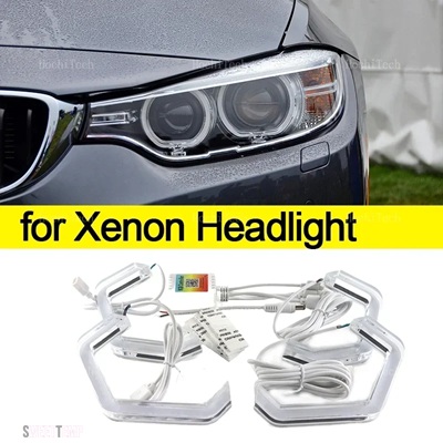 互換品 BMW RGB マルチカラー M4 スタイルライトリングアプリ制御 DRL LED エンジェルアイズキット 4 シリーズ F32 F33 F36 F82 F83 M4 2013-2019_1