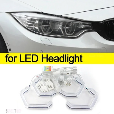 互換品 BMW RGB マルチカラー M4 スタイルライトリングアプリ制御 DRL LED エンジェルアイズキット 4 シリーズ F32 F33 F36 F82 F83 M4 2013-2019_2