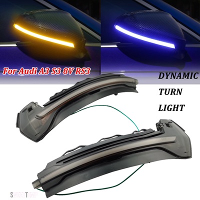 互換品 ダイナミックウインカーサイドミラーライト LED ウィンカーランプ矢印フラッシャー アウディ A3 8V S3 RS3 2013-2020_2