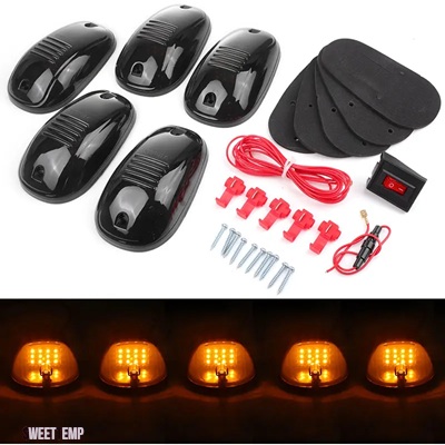 互換品 5 個 12V LED キャブルーフライトスモークレンズインジケータランプトラックアンバーウインカーホワイトイエローサイドマーカーライトセミトレーラ_1