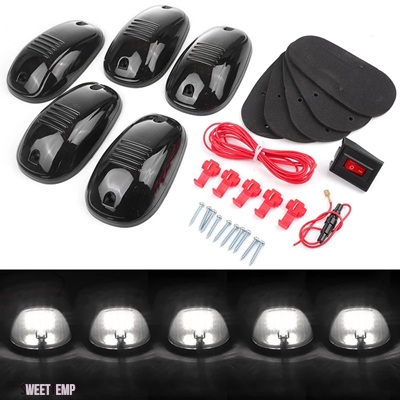 互換品 5 個 12V LED キャブルーフライトスモークレンズインジケータランプトラックアンバーウインカーホワイトイエローサイドマーカーライトセミトレーラ_2