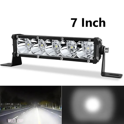 互換品 ジープ 単列 7 \"超スリム LED ライトバーコンボ駆動ワークランプ 12V 24V 4X4 トラック ATV SUV オフロードトラクター防水"_2